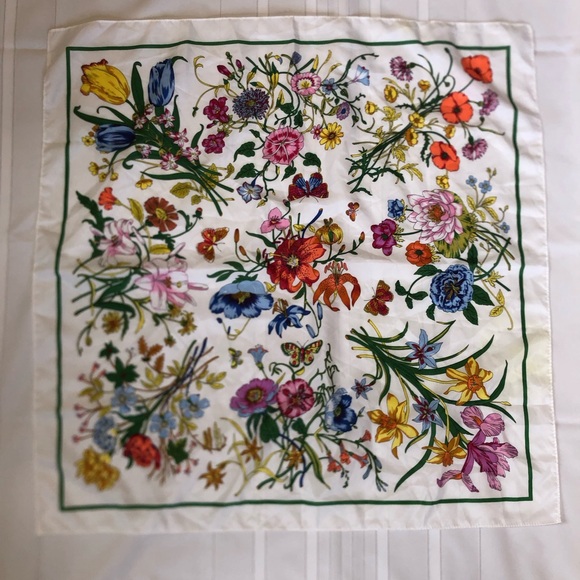 Vintage Accessories - Vintage Floral Scarf with Multicolour Design
